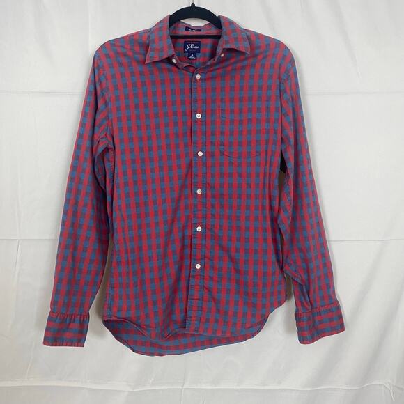 J.Crew y2k Top, Button-Down Shirt w/ Stretch, Faded Red Blue Plaid Classic Fit S - Picture 1 of 7